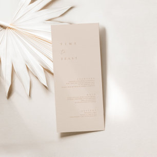 Boho Blush Pink Minimaliste Mariage plat menu