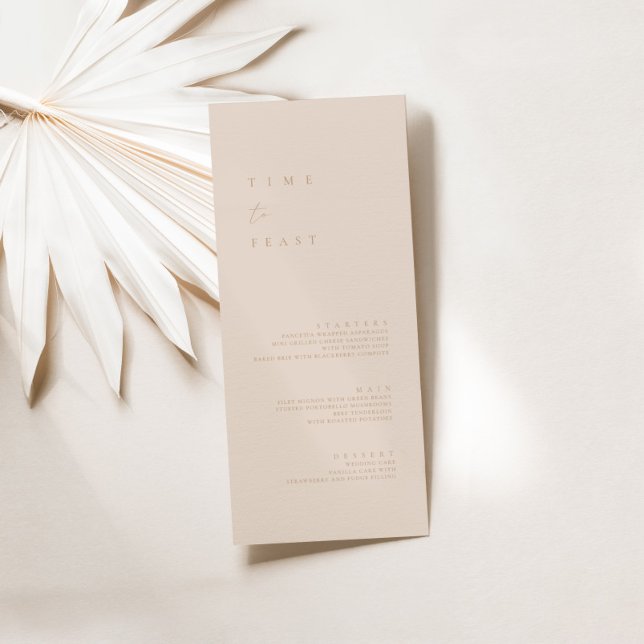 Boho Blush Pink Minimaliste Mariage plat menu (Créateur téléchargé)