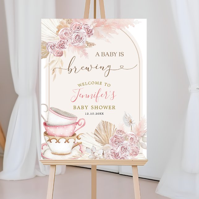 Boho Blush Pink Un bébé brasse Affiche de bienvenu (Créateur téléchargé)