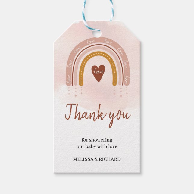 Boho Blush rose arc-en-ciel Baby showers étiquette (Devant)