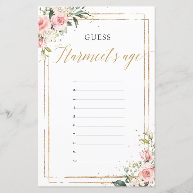 Boho blush rose floral or Guess Groom âge jeu (Devant)