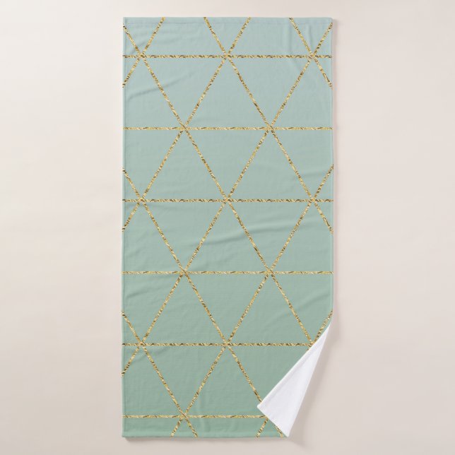 Boho Bohème Chic Géométrique Doré & Menthe Glam (Serviette de bain)