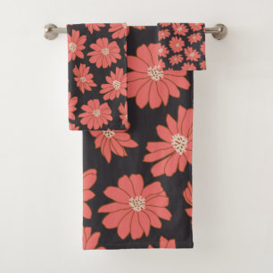 Boho Bohemian Botanical Flowers in Navy et Red