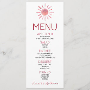 Boho Bohemian Rose Sun Baby shower menu