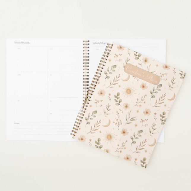 Boho Bohémien Floral Lune Soleil Botanique (Devant avec enveloppe)