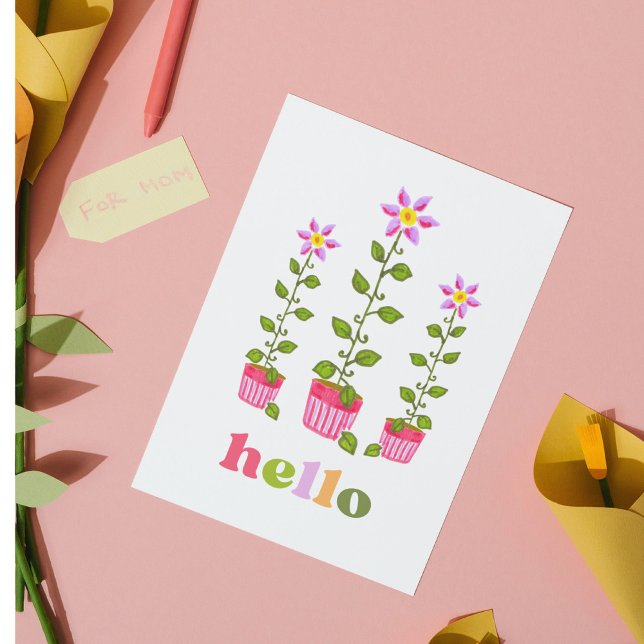 Boho Bonjour à la main tirée florale Penser de vou (These boho pink and purple flowers make it easy to stay in touch!)