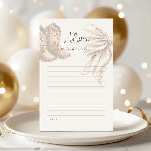 Boho Boots Ou Bows Genre Revevela Notice Card (Créateur téléchargé)