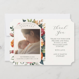 Boho Botanical Merci Baby Faire-part de naissance