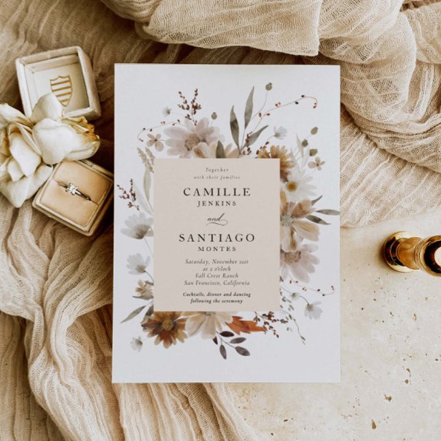 Boho Botanical Rustic Mariage Photo Invitation (Créateur téléchargé)