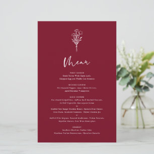 Boho Botanics Bourgogne Mariage Carte Menu