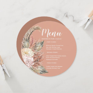 Boho Bouquet Menu Round Invitation