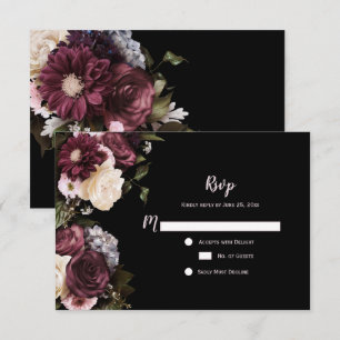 Boho Bourgogne Rose Blanc Floral RSVP  