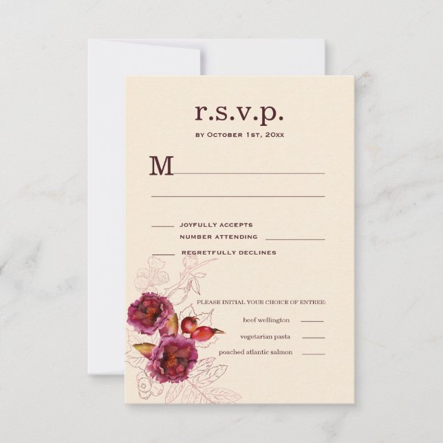 Boho Bourgogne Rose RSVP (Devant)