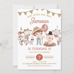 Boho Boy Farm Invitation d'anniversaire
