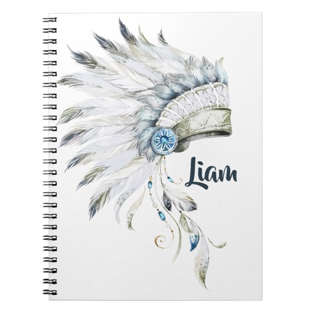 Boho Boy Feather Headdress Journal personnalisé (Devant)