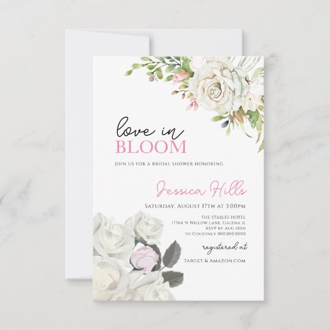 Boho Bridal Shower Invitation L'amour est en fleur (Devant)