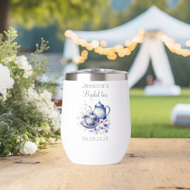 Boho Bridal Tea Blue Floral Fête des mariées Vinta (Mariage (pivoté))