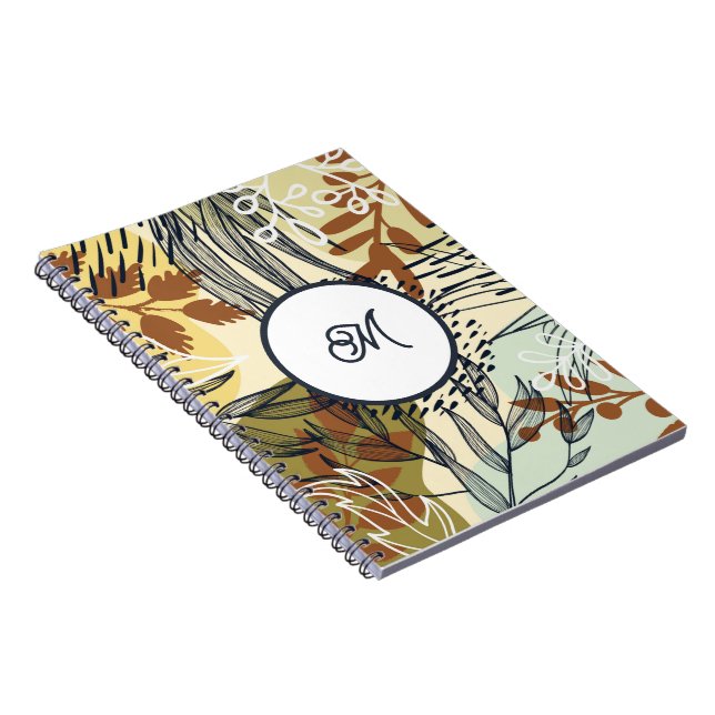 Boho Brown Green Feuilles Carnet (Côté Droit)