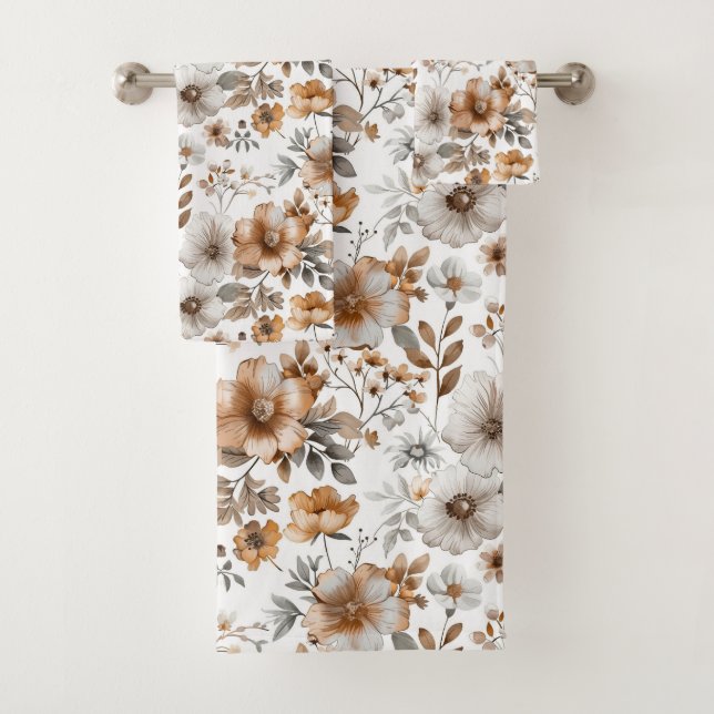 Boho Brun Beige Marron Gris Floral Botanique Neutr (En situation)