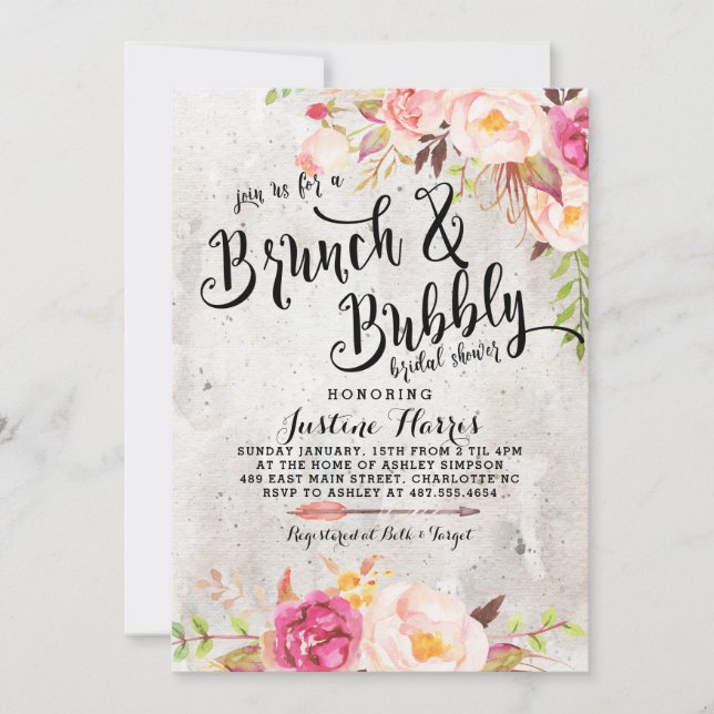 Boho Brunch et bulle nuptiale douche Invitation (Devant)