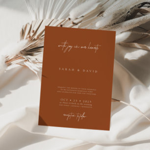 Boho Brunt Orange Elégant Mariage Invitation