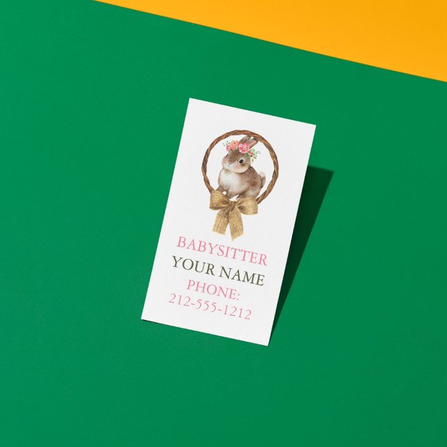 BOHO Bunny Coquette Bow Babysitter Cartes de visit (BOHO Bunny Coquette Bow Babysitter Business Cards)