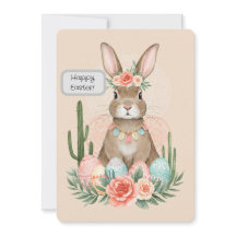 Boho Bunny Pâques Carte imprimable - Whimsical