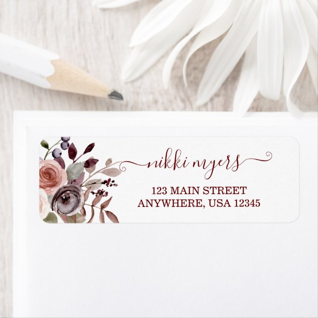 Boho Burgundy automne mariage Étiquette (En situation)