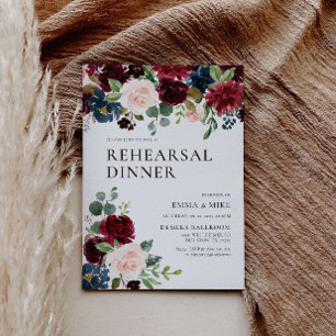 Boho Burgundy Blush Reply Dîner Invitation