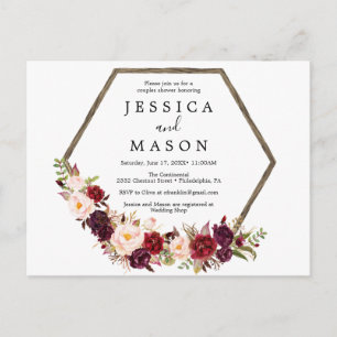 Boho Burgundy Couples Douche Invitation