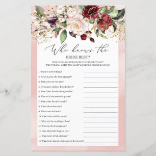 Boho Burgundy Floral Qui Connaît Bride Meilleur Je