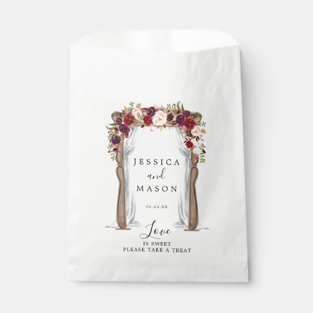 Boho Burgundy Mariage Arch Favoriser les sacs (Devant)