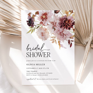 Boho Burgundy Terracotta Invitation de la douche n