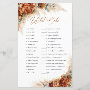 Boho Burn orange cuivre floral pampas What Cake