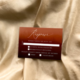 Boho Burnt Orange Ombre Repas Option Carte RSVP