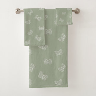 Boho Butterfly Pattern Neutral Modern Sage Green
