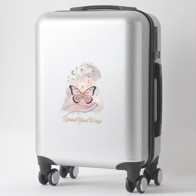 Boho Butterfly "Spread Your Wings" Sticker (Sur valise)