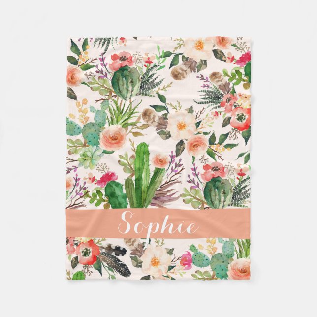 Boho cactus aquarelle customisée couverture (Devant)