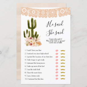 Boho Cactus Taco à propos de l'amour Il a dit Elle