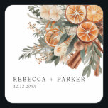 Boho cannelle mariage botanique hiver autocollant<br><div class="desc">sticker Mariage moderne Boho avec oranges secs et cannelle.</div>