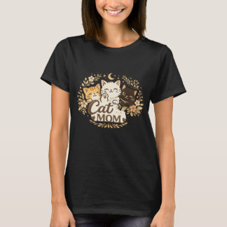Boho Cat Mom T-Shirt | Cute Cats Floral BohT-Shirt