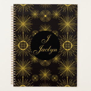 Boho Celestial Sun Stars Personnalisé Noir