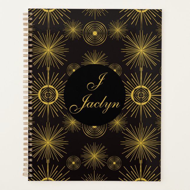 Boho Celestial Sun Stars Personnalisé Noir (Devant)