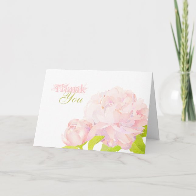 Boho Chic Aquarelle Peony Mariage Merci (Devant)