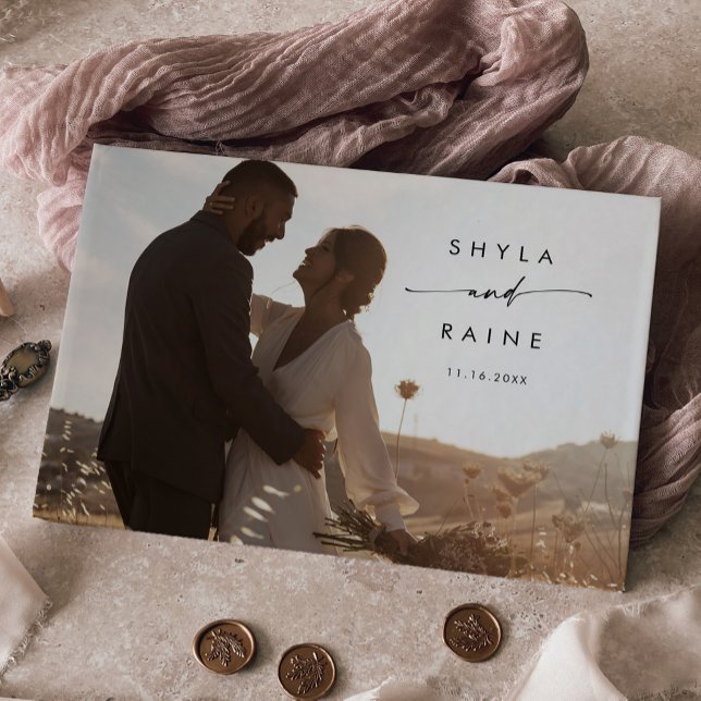 Boho Chic Black and White Photo Mariage Livre d'in (Créateur téléchargé)
