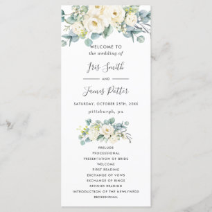 Boho Chic Blanc Floral Eucalyptus Programme de mar