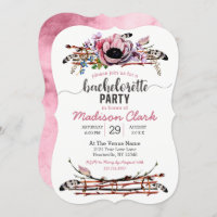 Boho Chic Blush Pink Bachelorette Party Invitation
