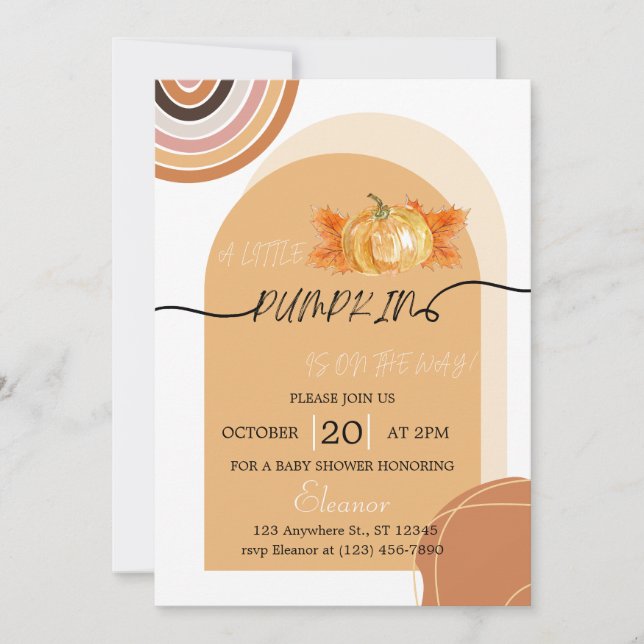 Boho Chic Fall Citrouille Baby shower Invitation (Devant)
