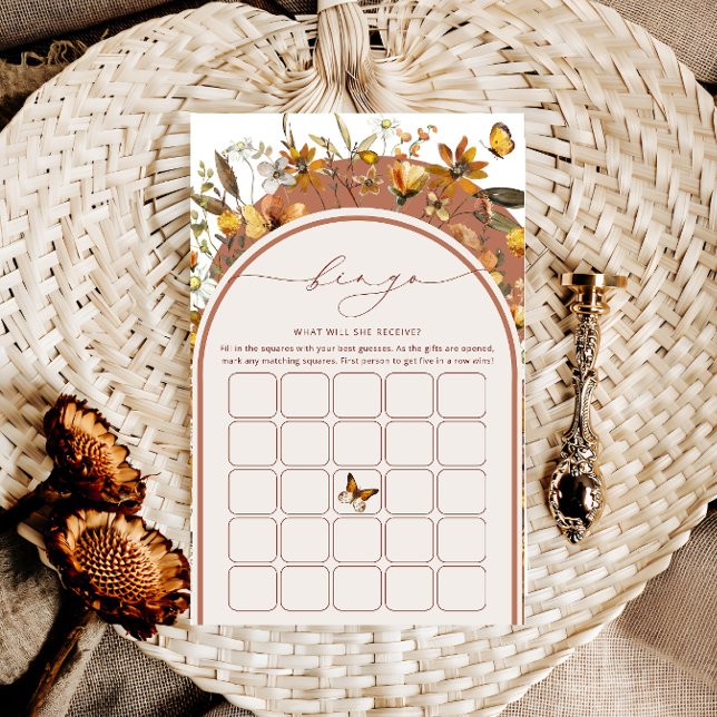 Boho Chic Fleur sauvage Arch Bride Jeu de Bingo (Créateur téléchargé)