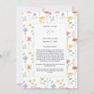 Boho Chic Fleur sauvage Floral Mariage Itinéraire